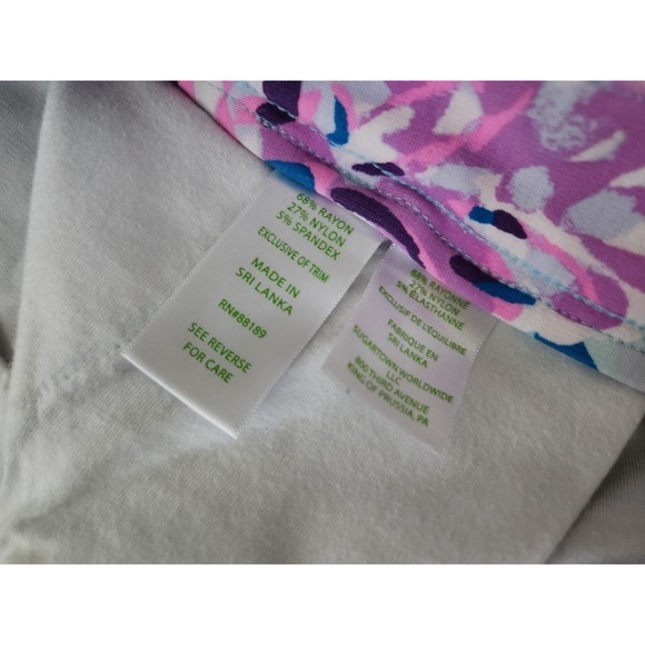 Lilly Pulitzer Buttercup Scallop Hem Shorts 12 Blue Pink Floral Palm Paradise - Picture 7 of 10